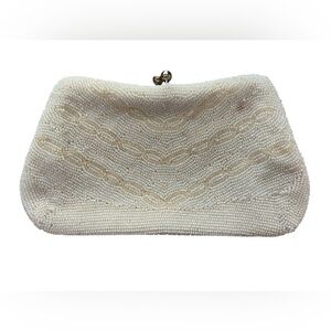 Chic Cream Beaded Clutch